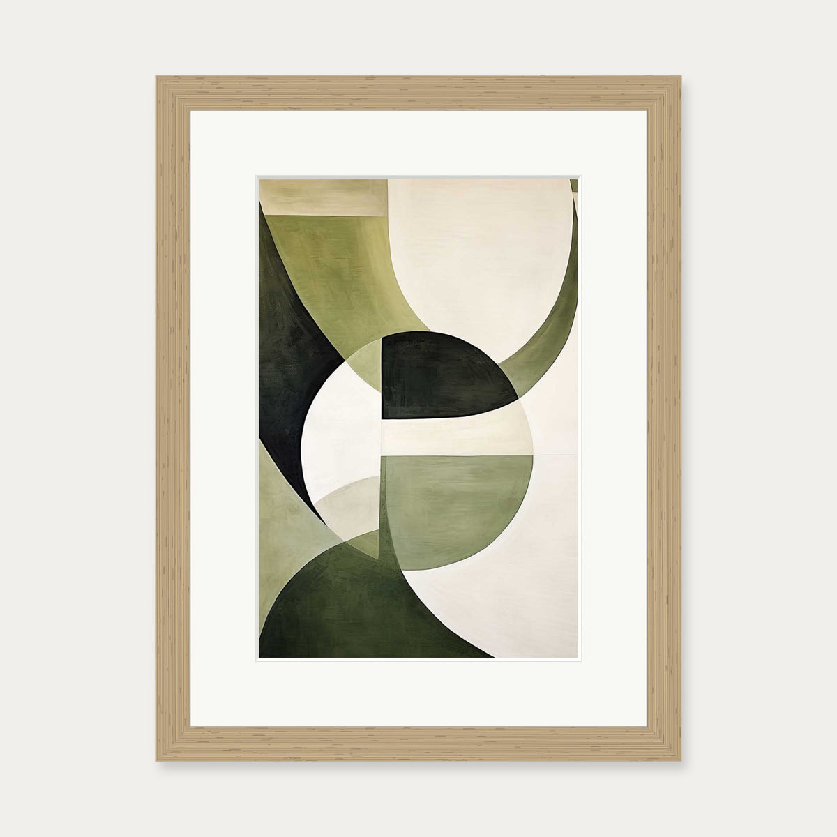 Green Retro Shapes Art Print — 30 x 40 cm — Oak Frame