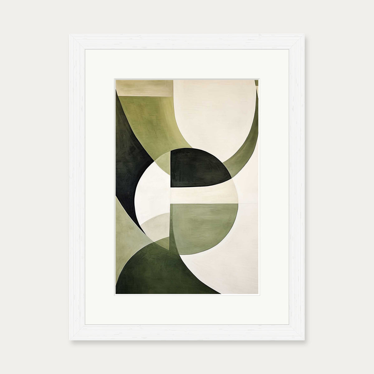 Green Retro Shapes Art Print — 30 x 40 cm — White Frame