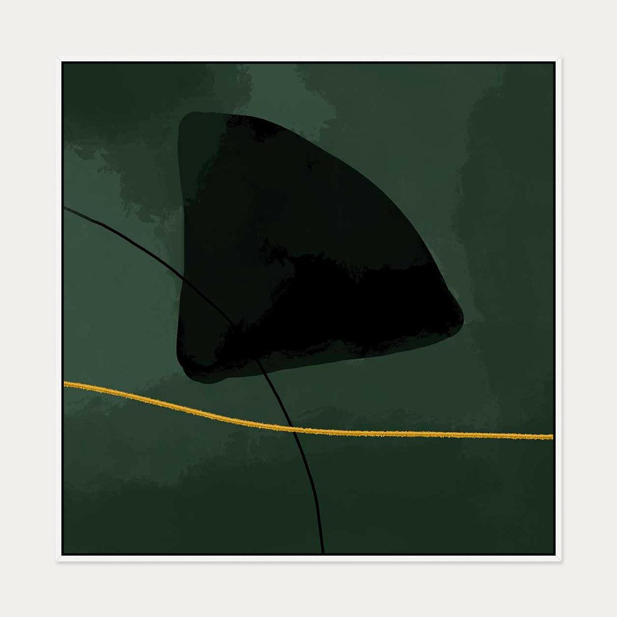 Green Velvet Canvas Art — 100 x 100 cm — White Frame