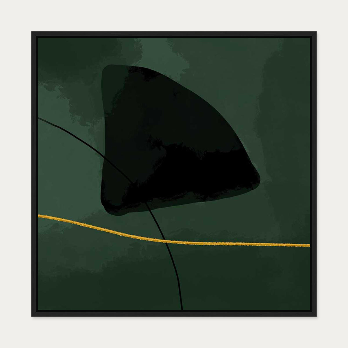 Green Velvet Canvas Art — 70 x 70 cm — Black Frame
