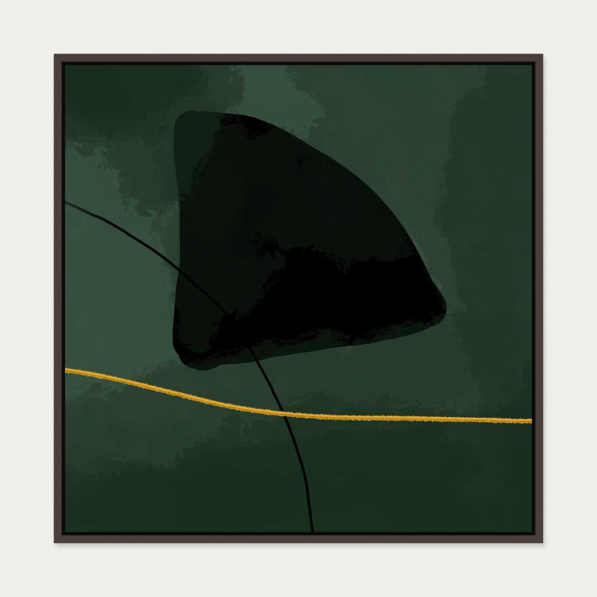Green Velvet Canvas Art — 70 x 70 cm — Brown Frame
