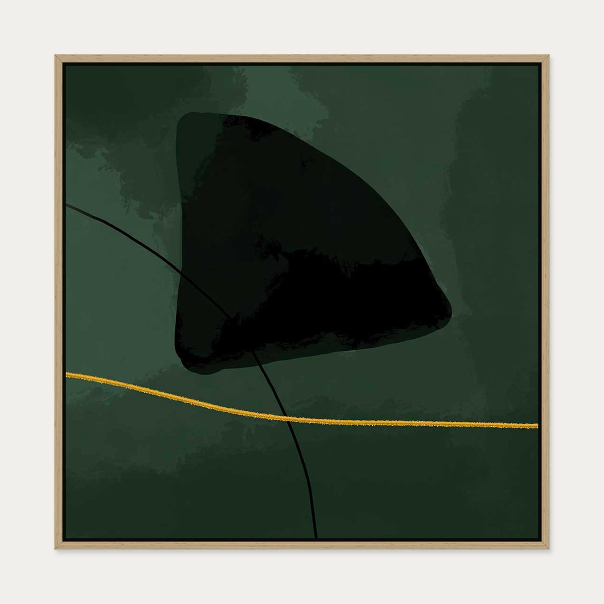 Green Velvet Canvas Art — 70 x 70 cm — Oak Frame