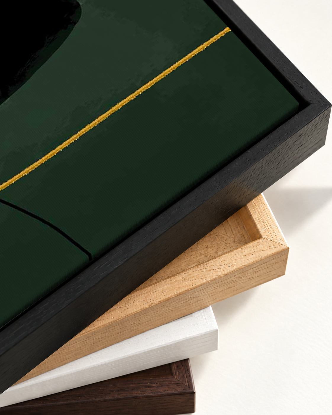Green Velvet Canvas Art — framed canvas corner and wrapped canvas detail