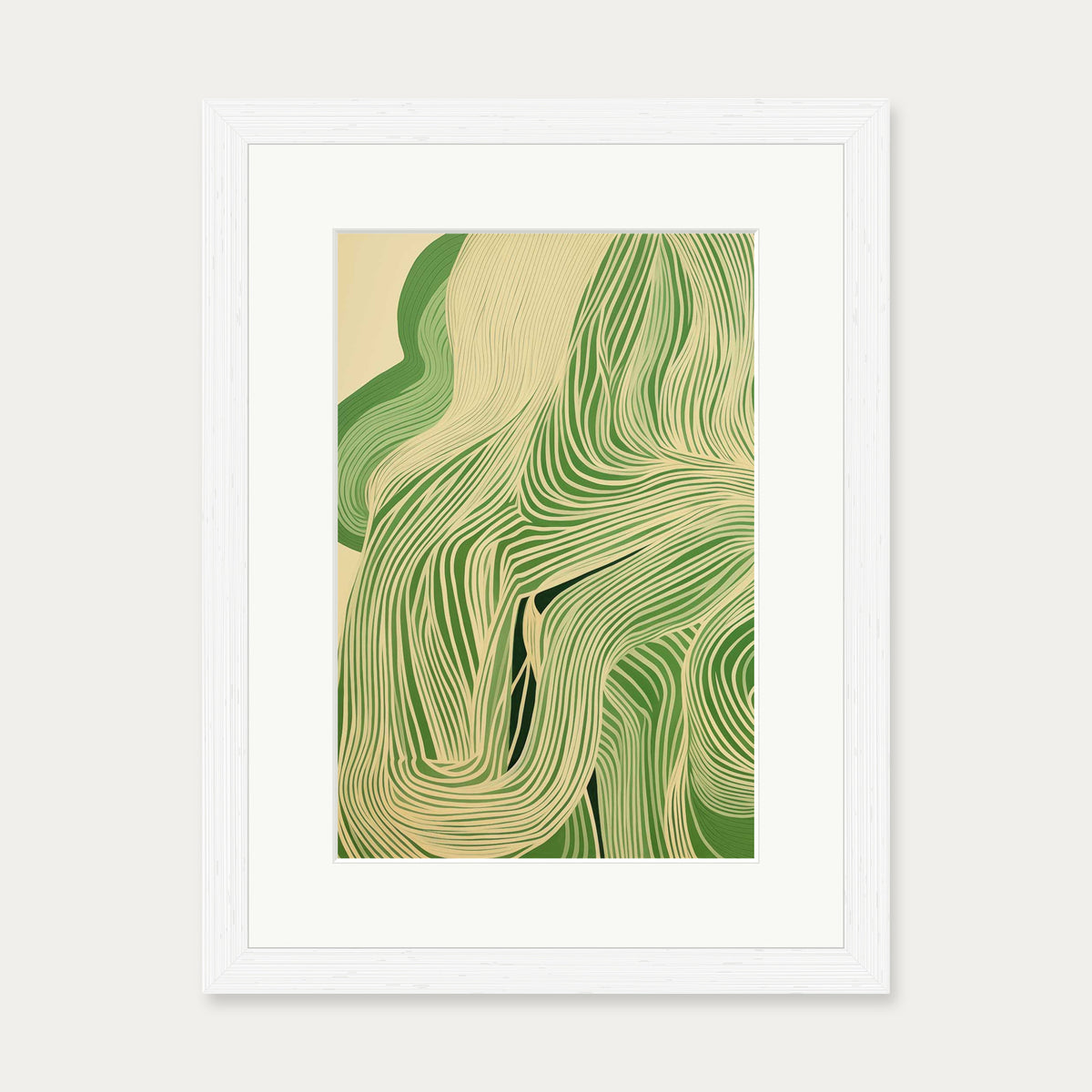 Green Wave II Art Print — 30 x 40 cm — White Frame