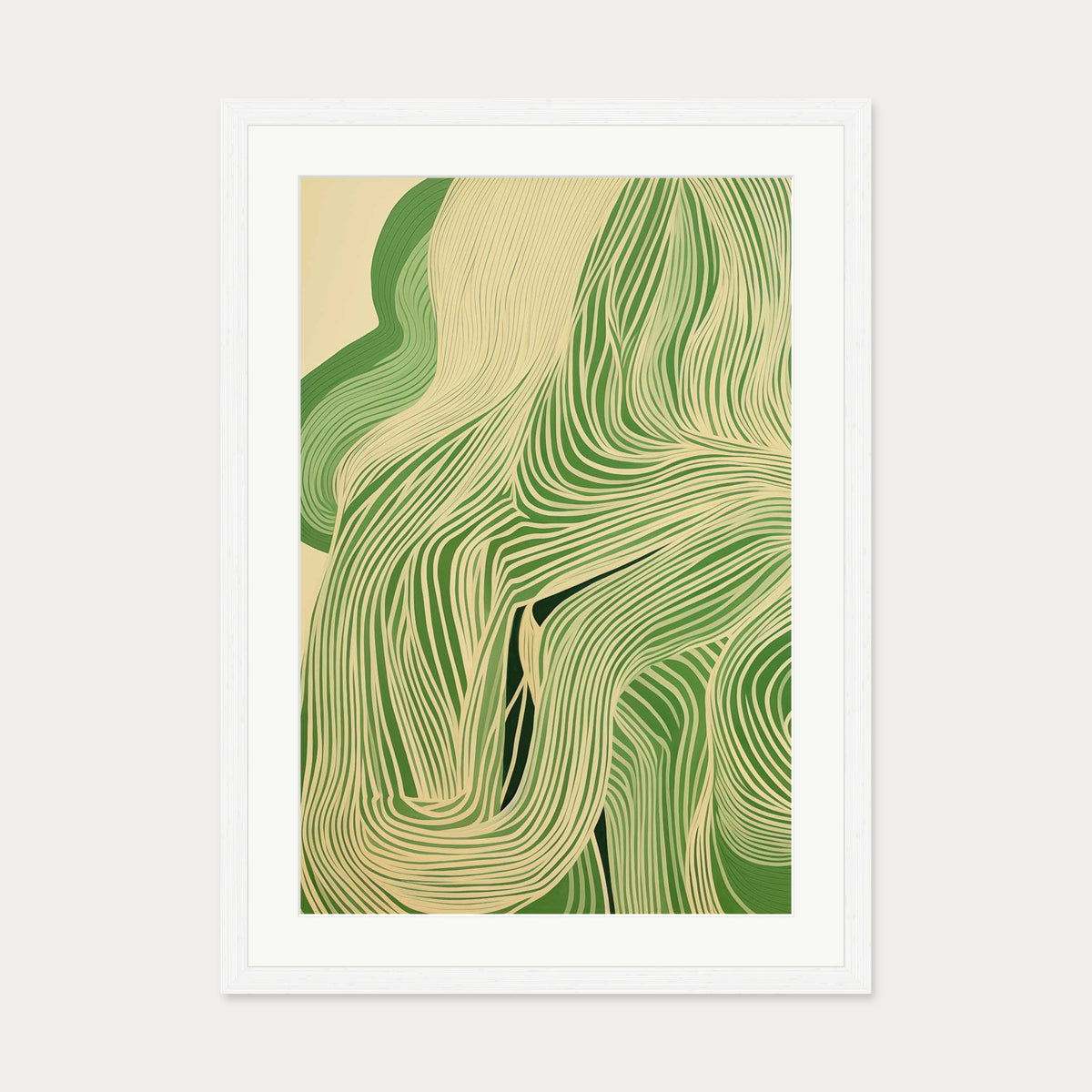 Green Wave II Art Print — 50 x 70 cm — White Frame