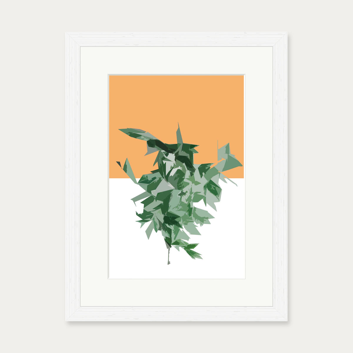 Green White Orange Art Print — 30 x 40 cm — White Frame