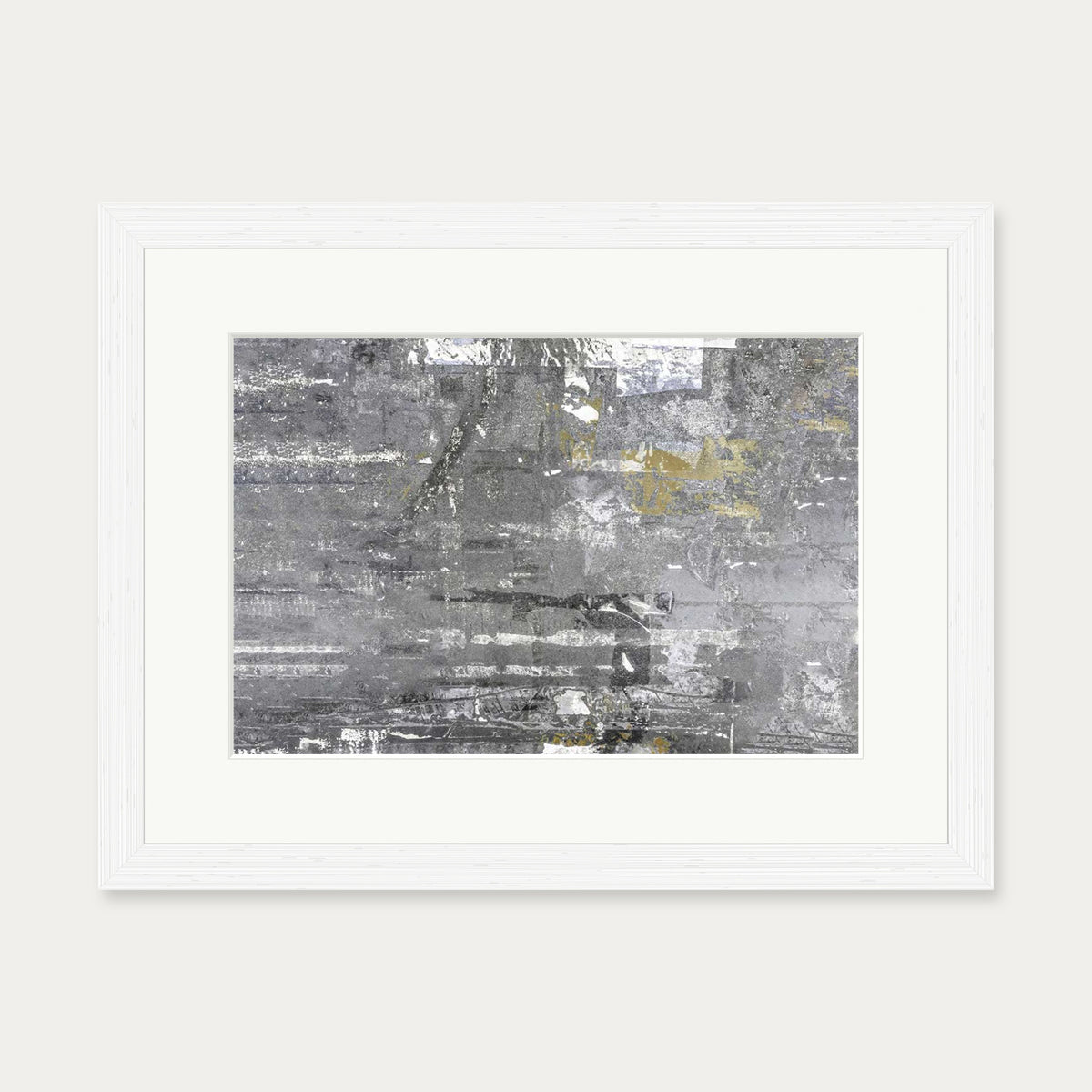 Grey Abstract Collage 2 Art Print — 30 x 40 cm — White Frame