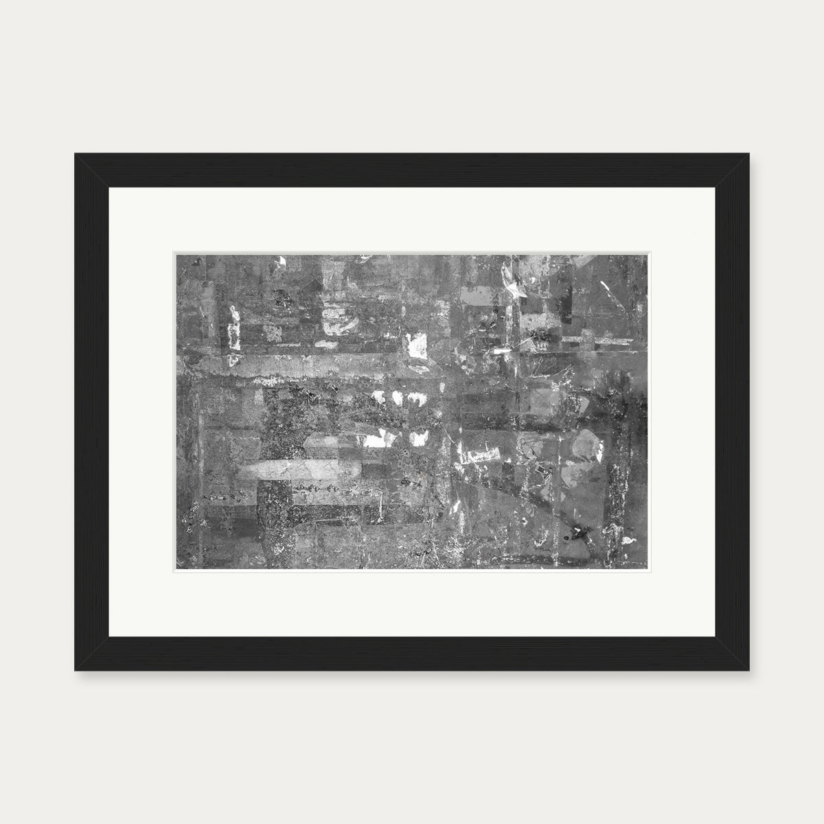 Grey Abstract Collage Art Print — 30 x 40 cm — Black Frame