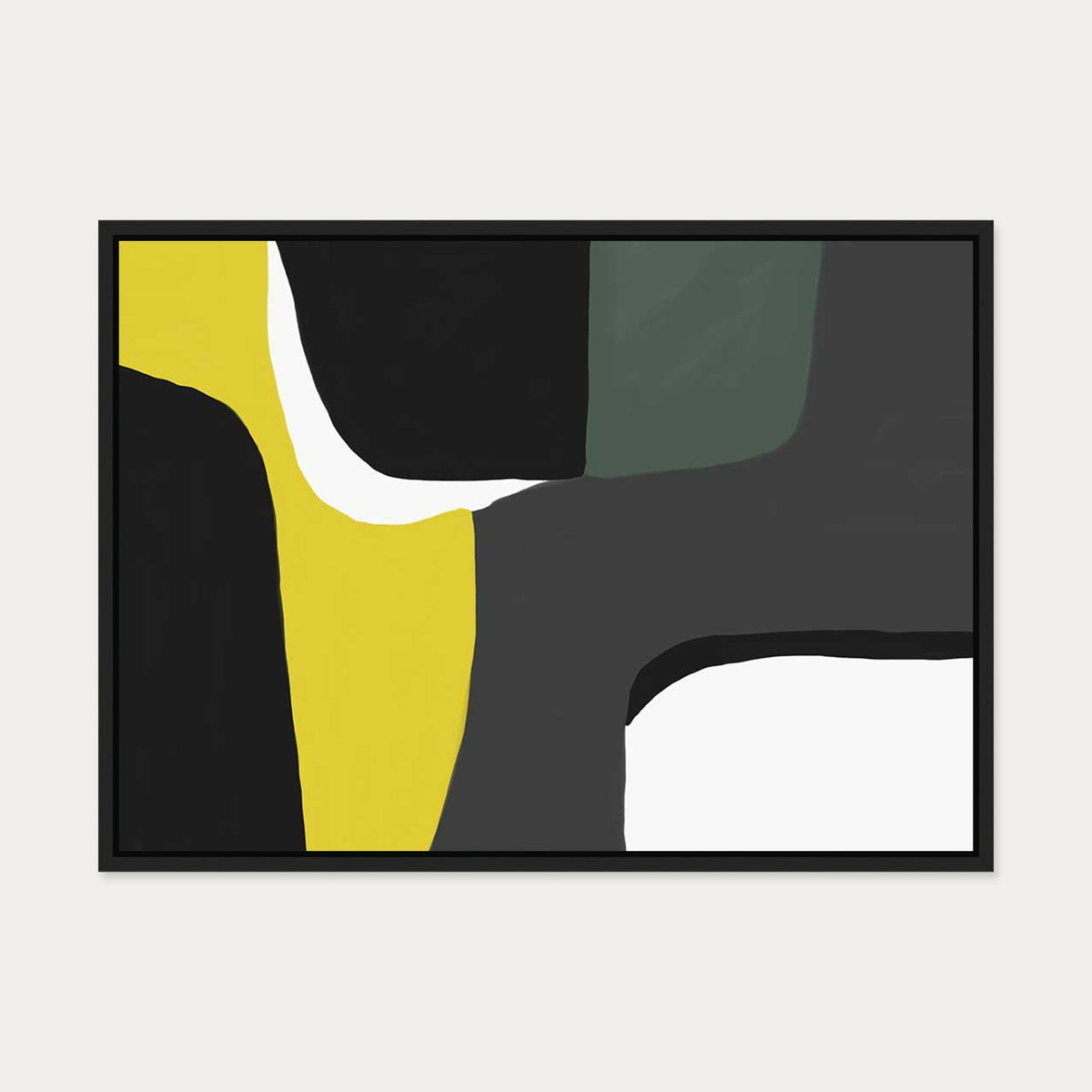 Grey Abstract Design Canvas Art — 50 x 70 cm — Black Frame
