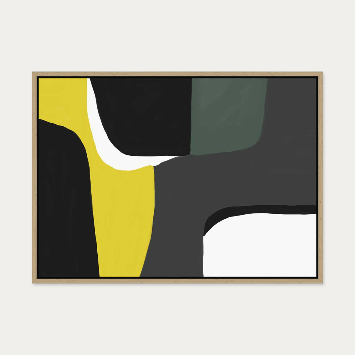 Grey Abstract Design Canvas Art — 50 x 70 cm — Oak Frame