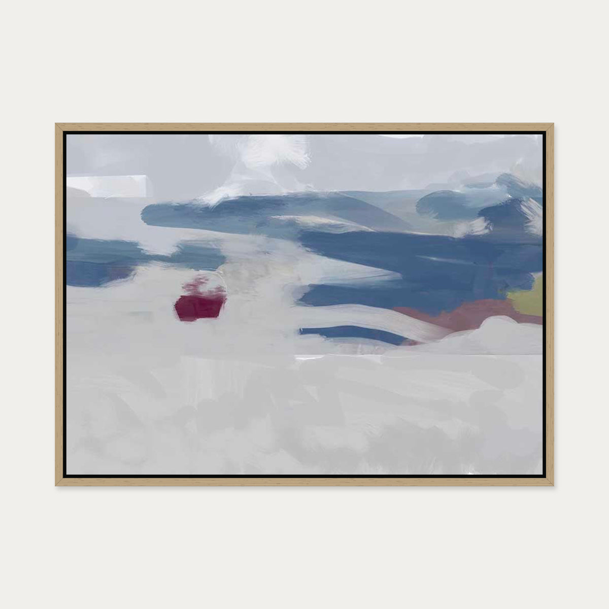 Grey Blue Strokes Canvas Art — 50 x 70 cm — Oak Frame