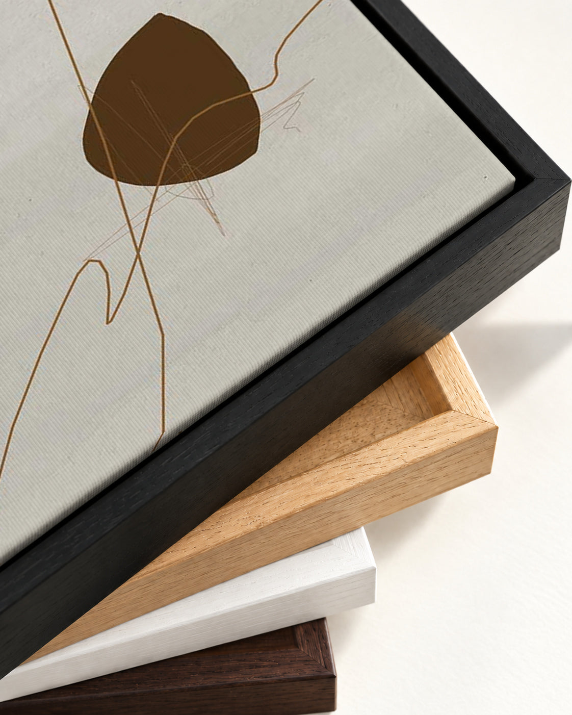 Grey Neutral Abstract Canvas Art — framed canvas corner and wrapped canvas detail