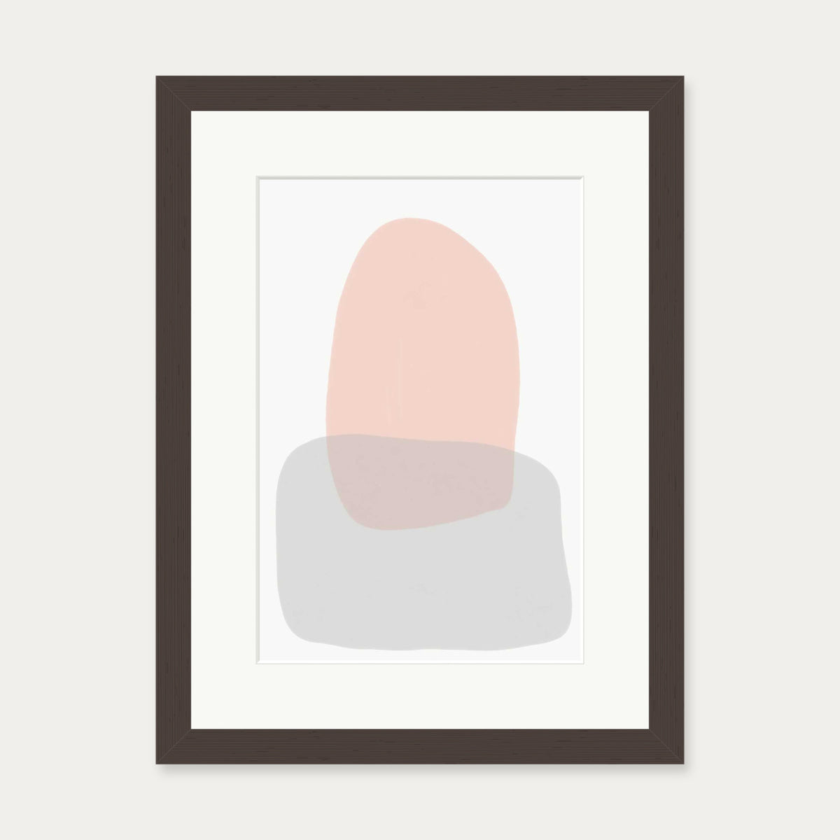 Grey On Blush Shapes Art Print — 30 x 40 cm — Brown Frame