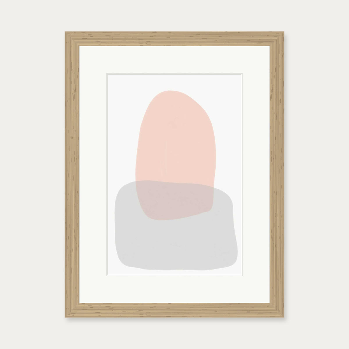 Grey On Blush Shapes Art Print — 30 x 40 cm — Oak Frame