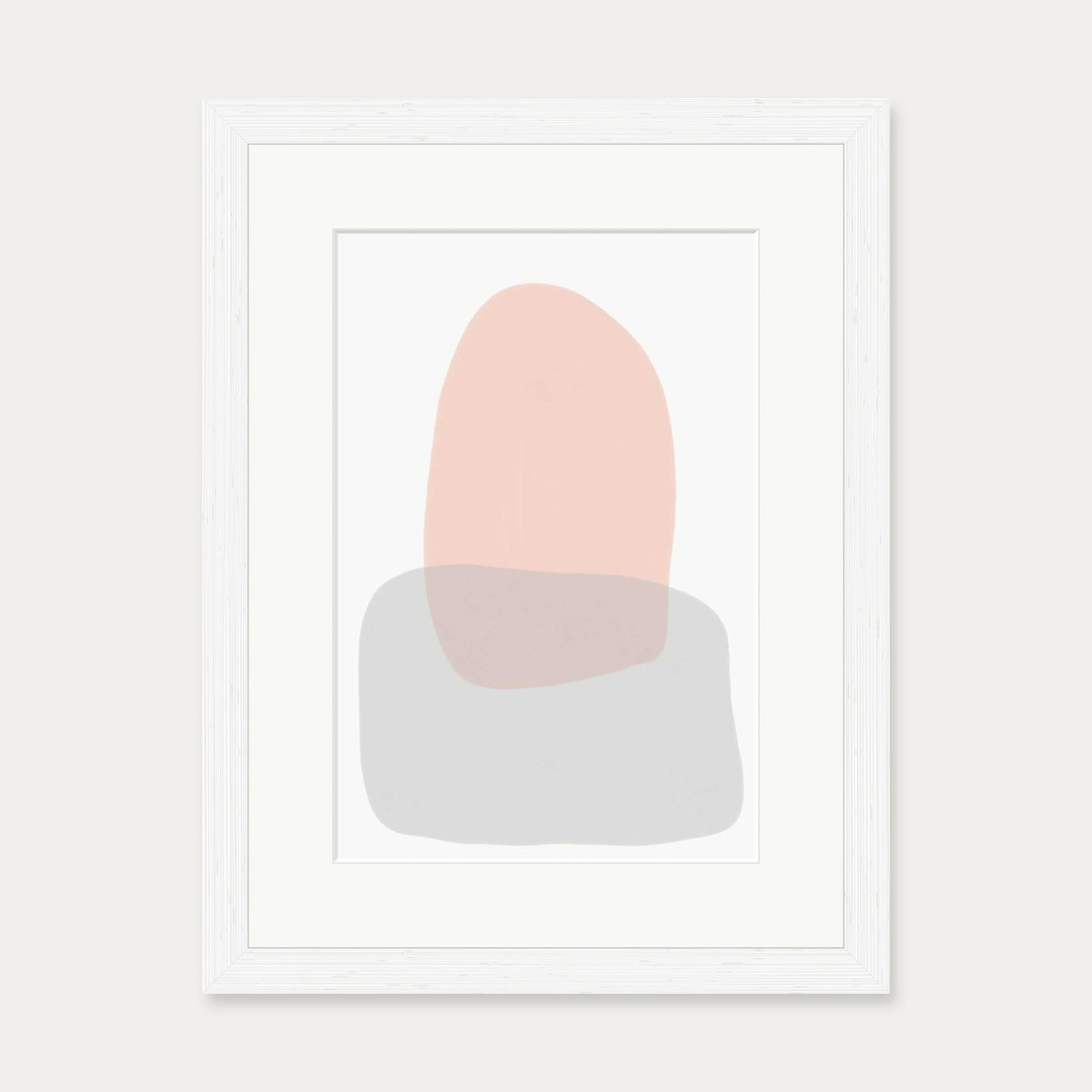 Grey On Blush Shapes Art Print — 30 x 40 cm — White Frame