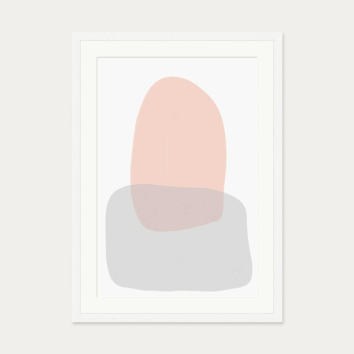 Grey On Blush Shapes Art Print — 50 x 70 cm — White Frame