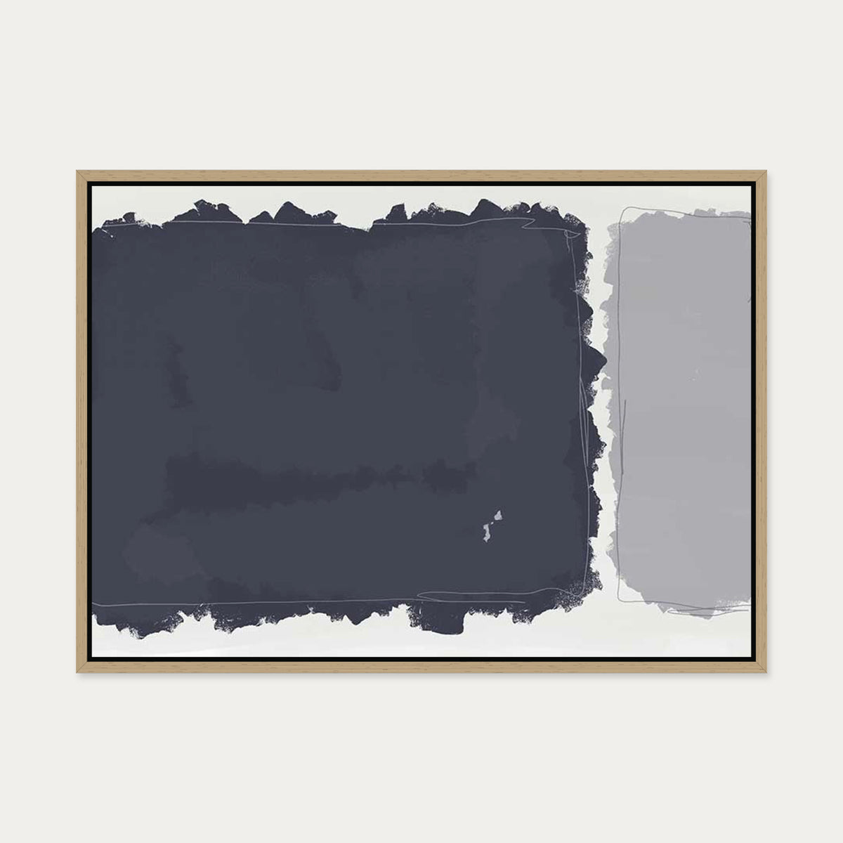 Grey Rothko Illustrations Canvas Art — 50 x 70 cm — Oak Frame