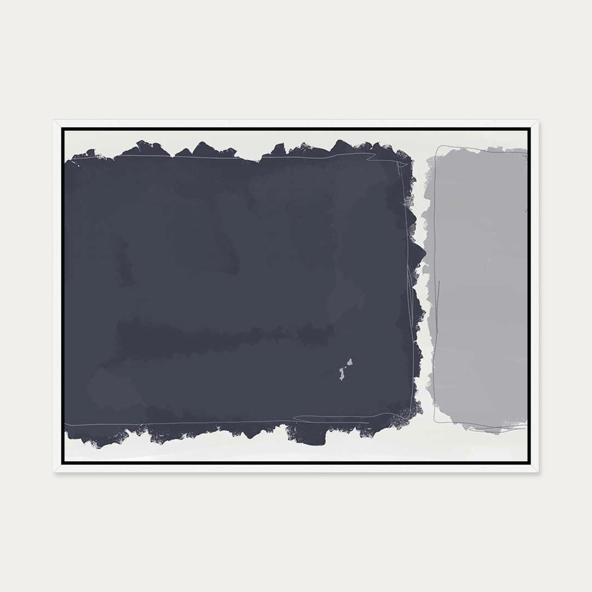 Grey Rothko Illustrations Canvas Art — 50 x 70 cm — White Frame