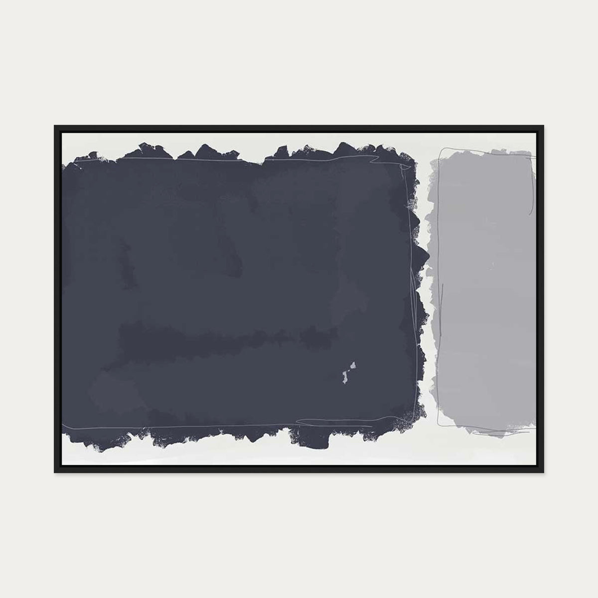 Grey Rothko Illustrations Canvas Art — 70 x 100 cm — Black Frame
