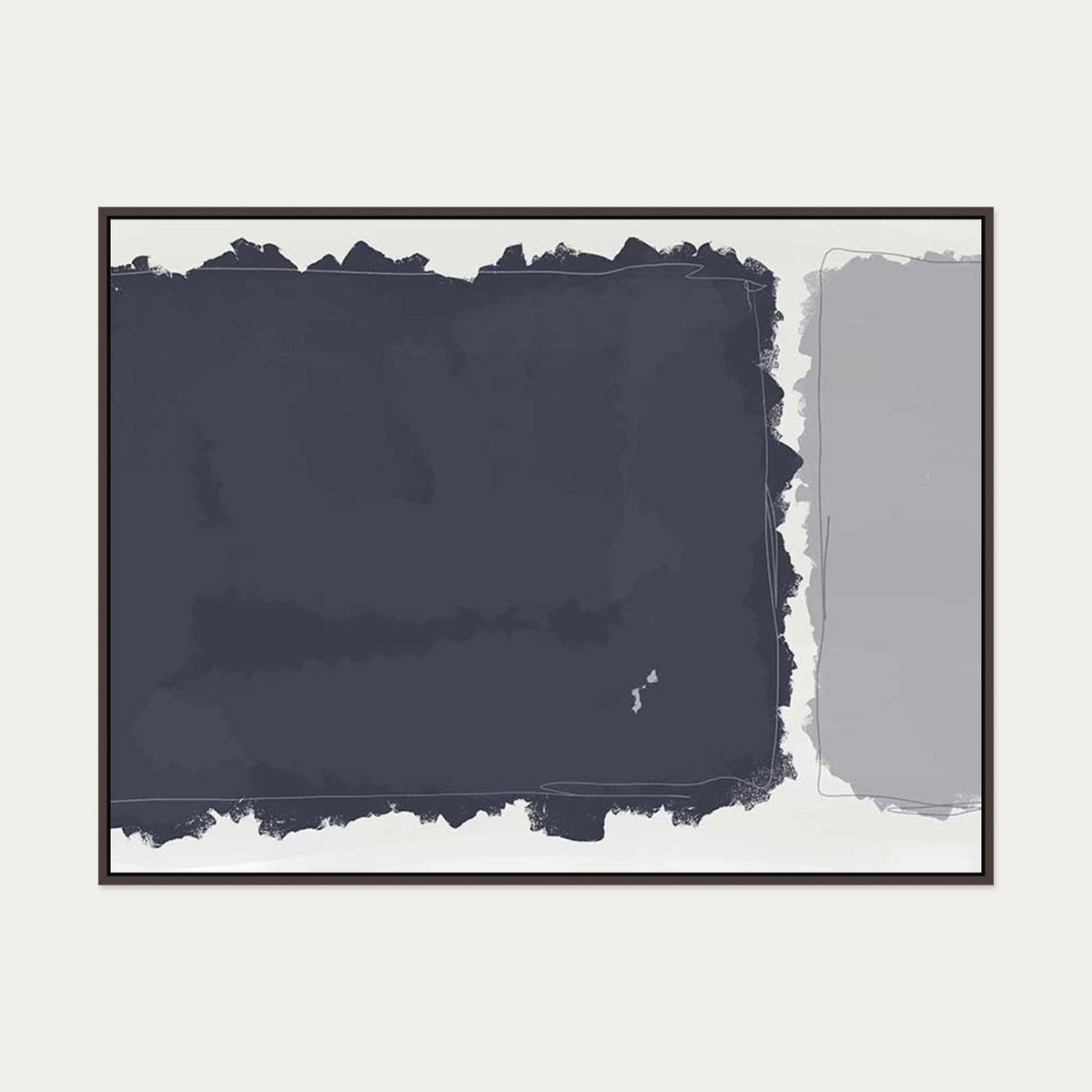 Grey Rothko Illustrations Canvas Art — 90 x 120 cm — Brown Frame