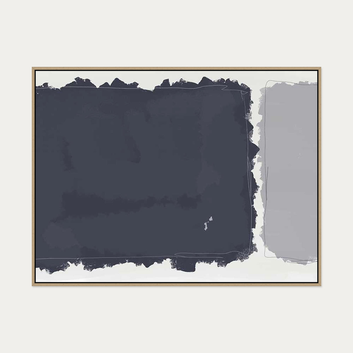 Grey Rothko Illustrations Canvas Art — 90 x 120 cm — Oak Frame