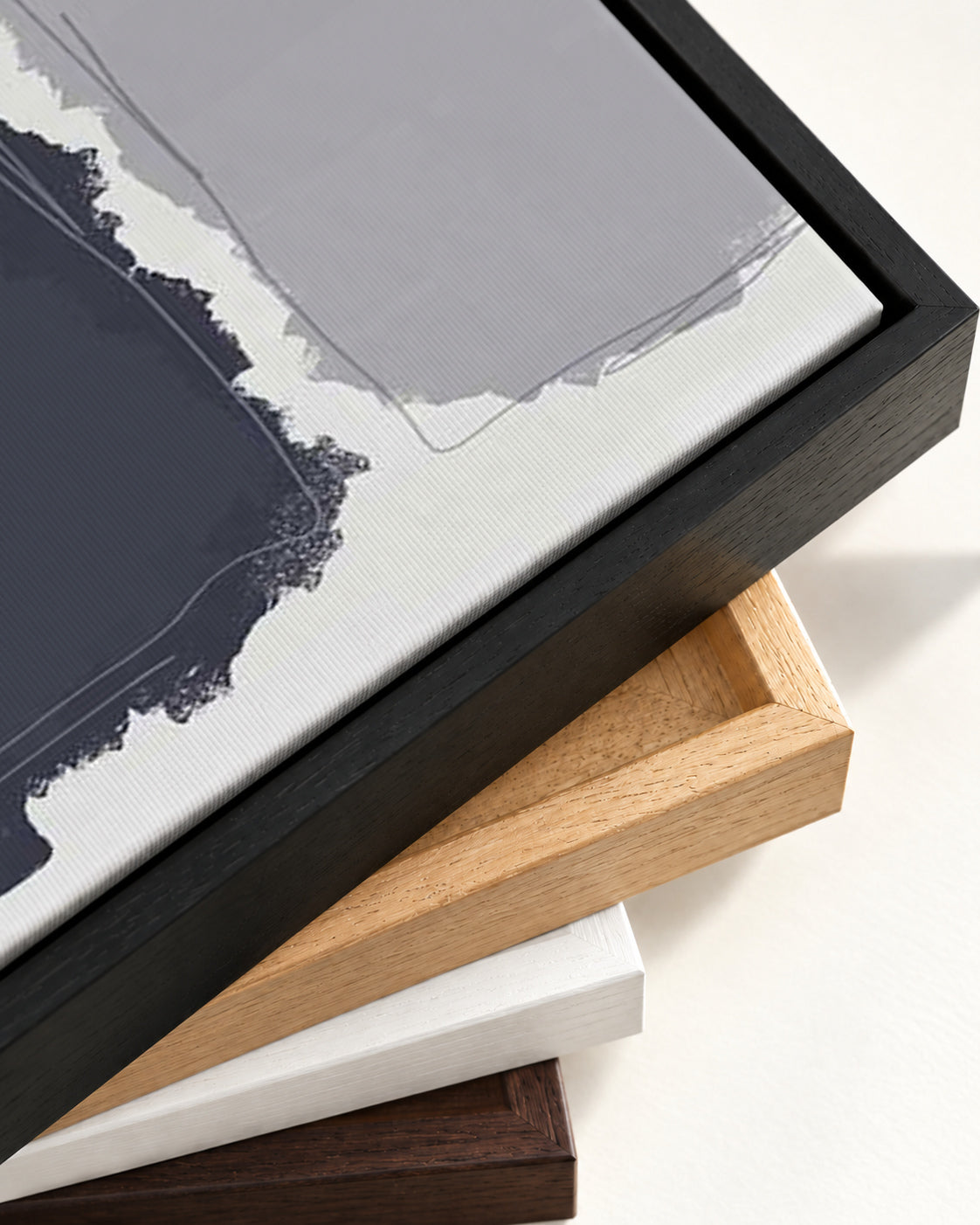 Grey Rothko Illustrations Canvas Art — framed canvas corner and wrapped canvas detail