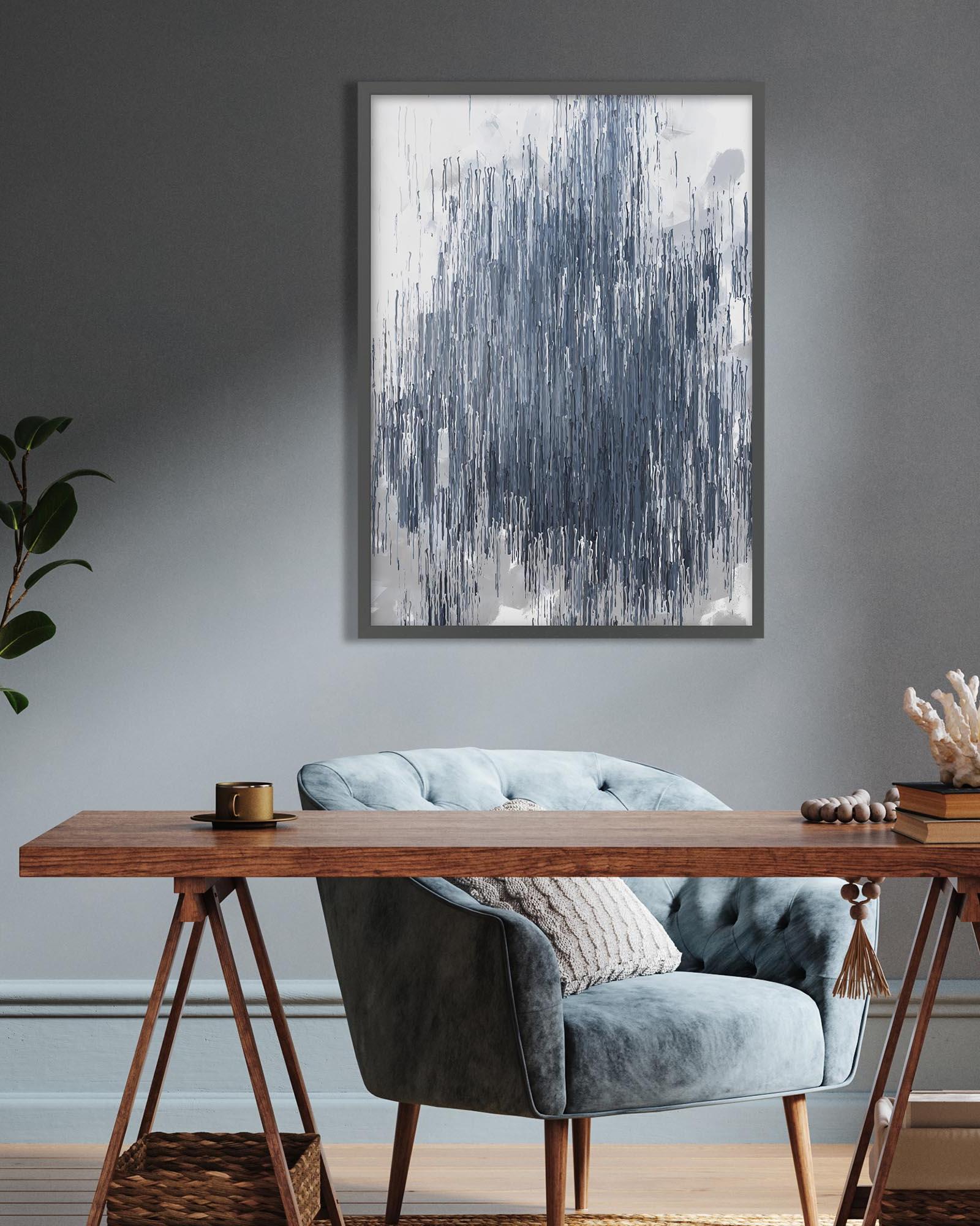 Grey Abstract Stripes Art Print