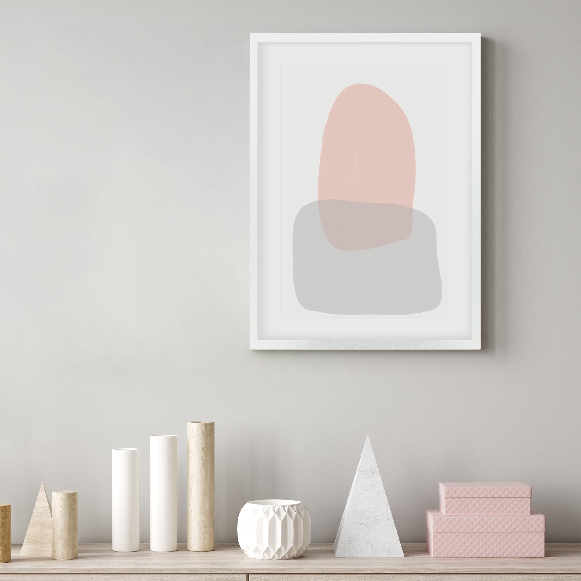 Grey On Blush Shapes Framed Art