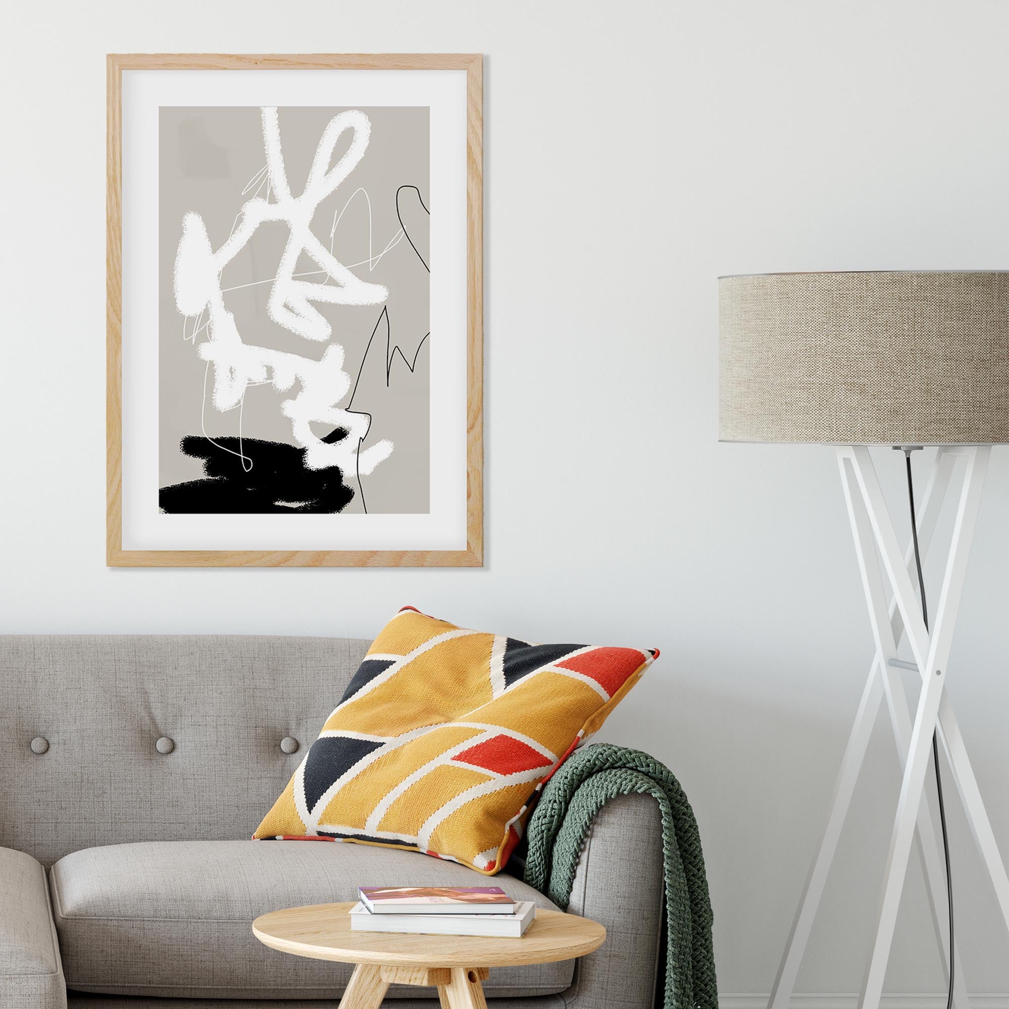 Abstract Lines on Beige Framed Art