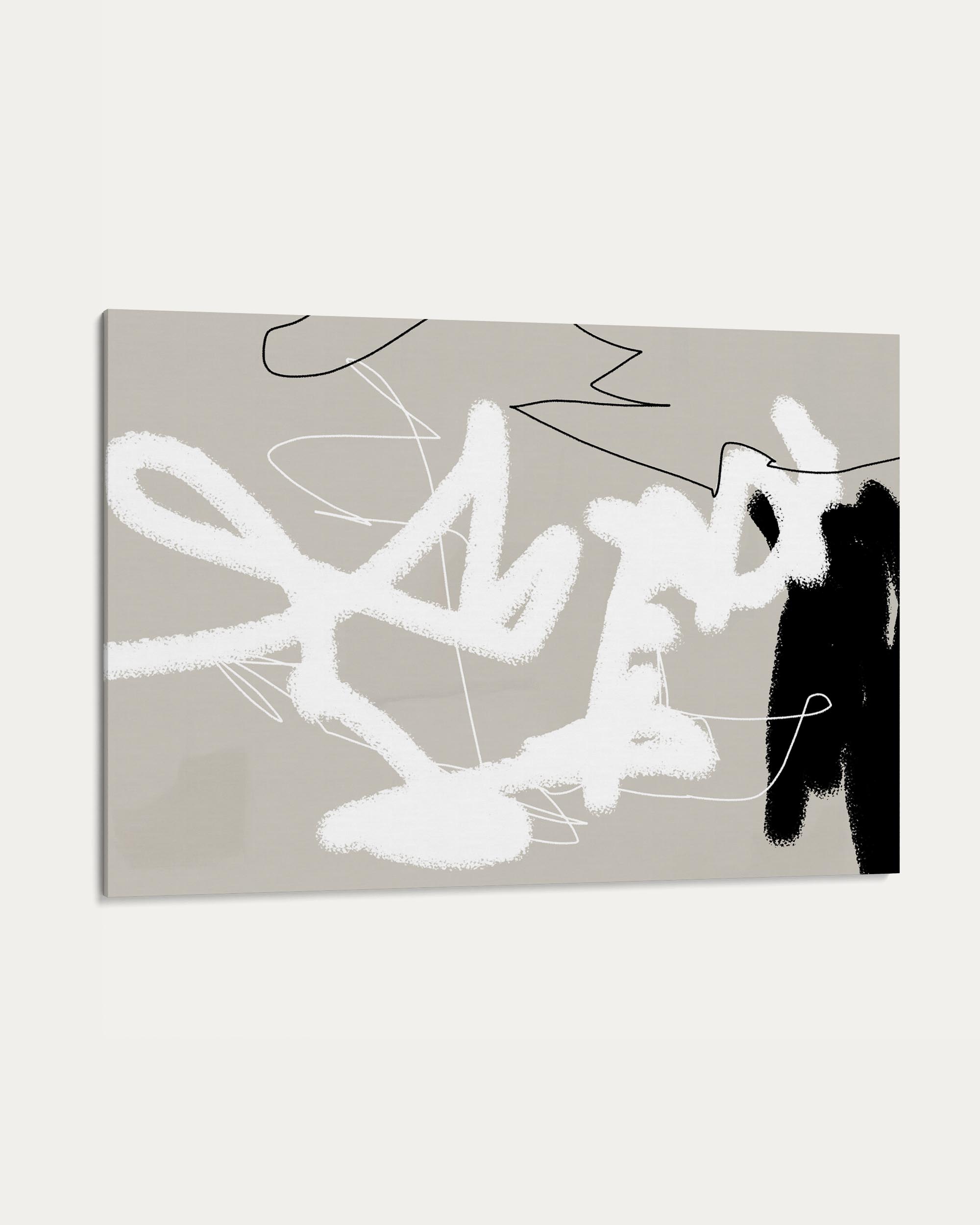Abstract Lines On Beige Canvas Art
