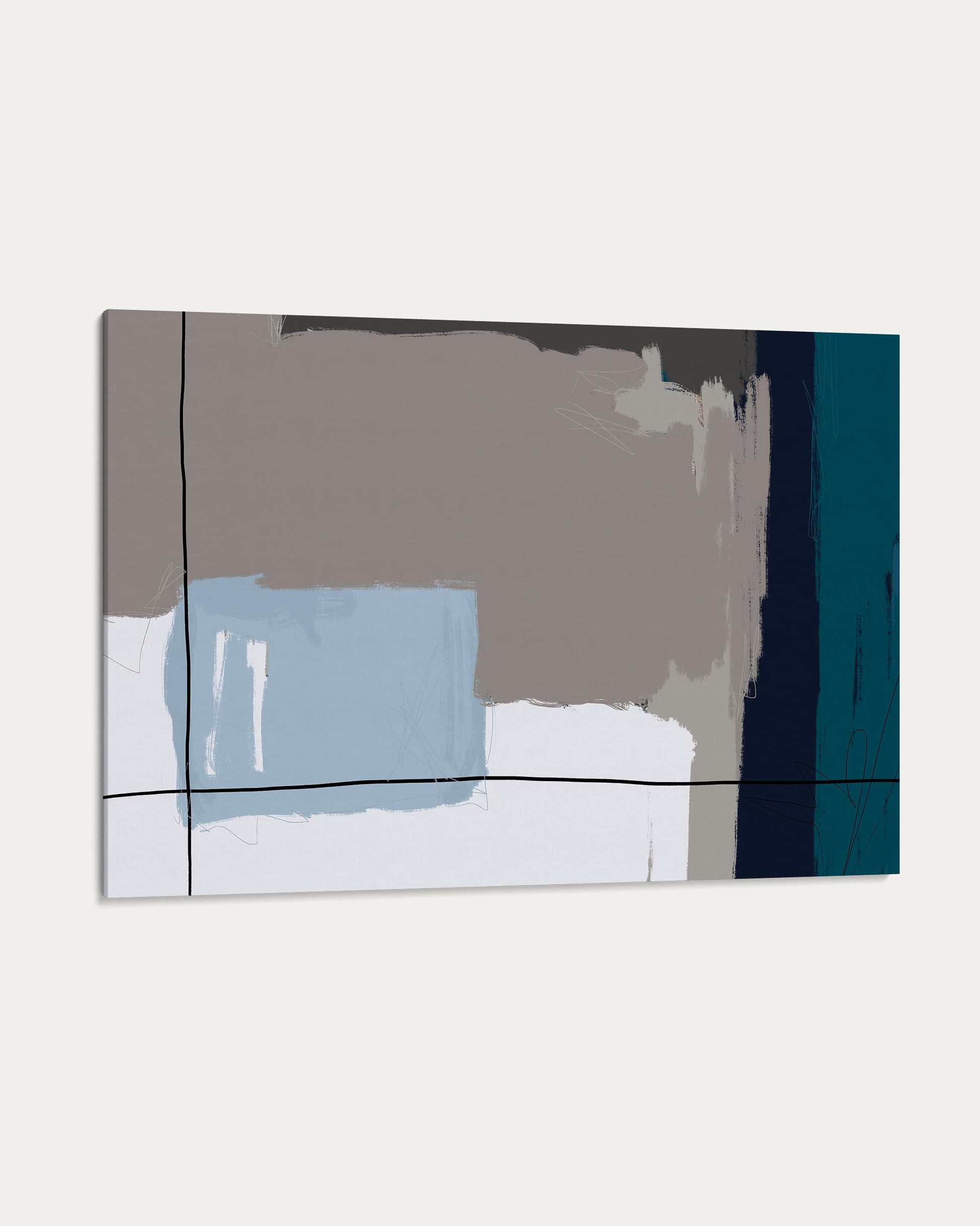 Abstract art piece with geometric shapes on a white background