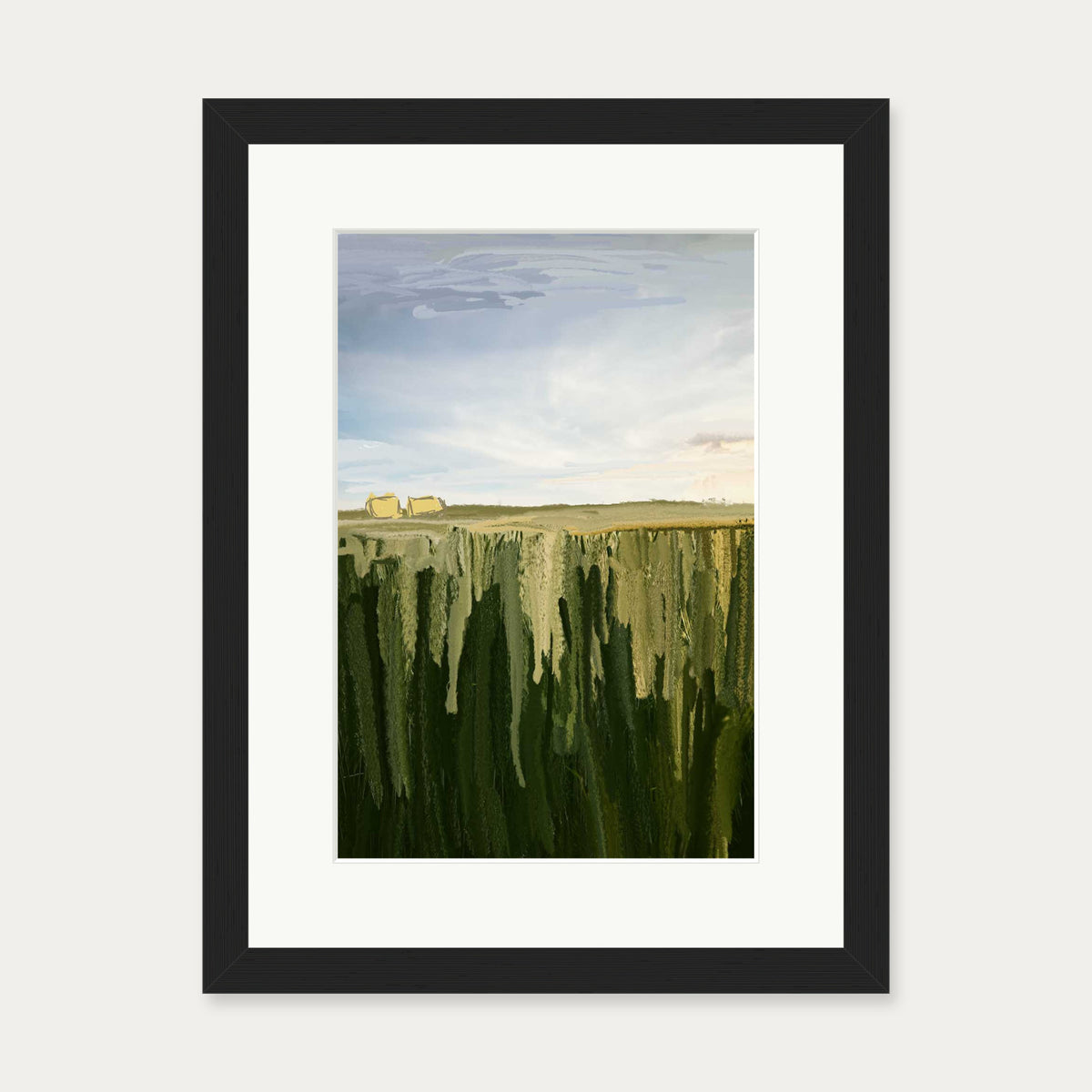 Hay Bales Art Print — 30 x 40 cm — Black Frame
