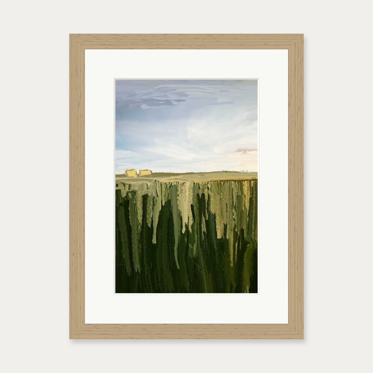Hay Bales Art Print — 30 x 40 cm — Oak Frame