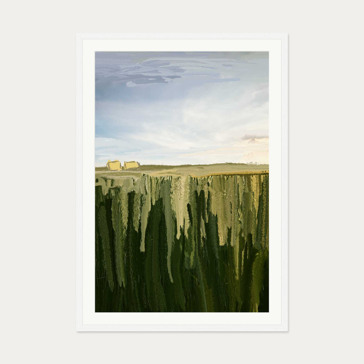 Hay Bales Art Print — 70 x 100 cm — White Frame