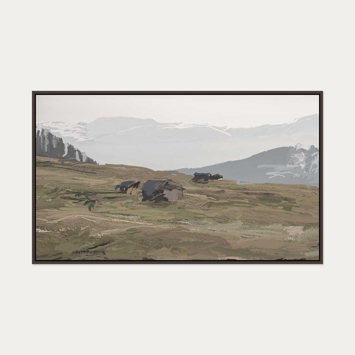 Highlands Forest Landscape Canvas Art — 120 x 70 cm — Brown Frame