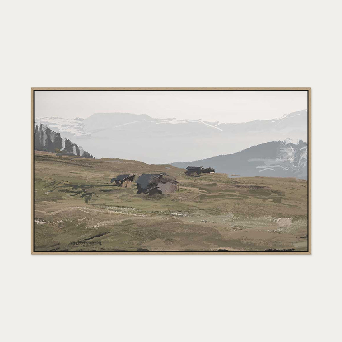 Highlands Forest Landscape Canvas Art — 120 x 70 cm — Oak Frame