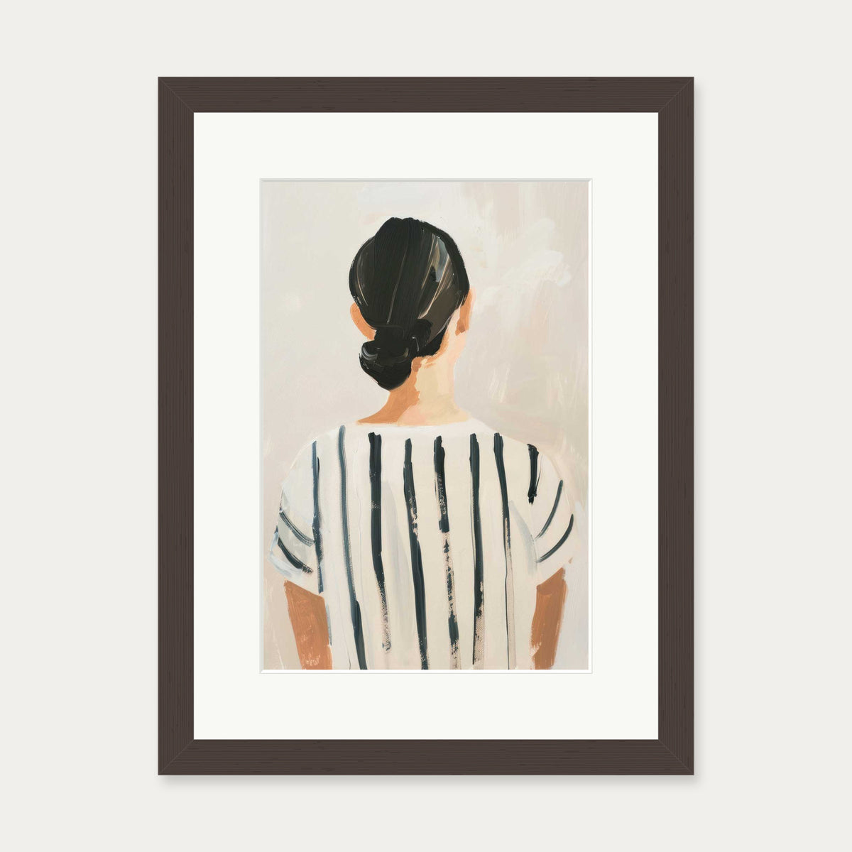 Holding Back Art Print — 30 x 40 cm — Brown Frame