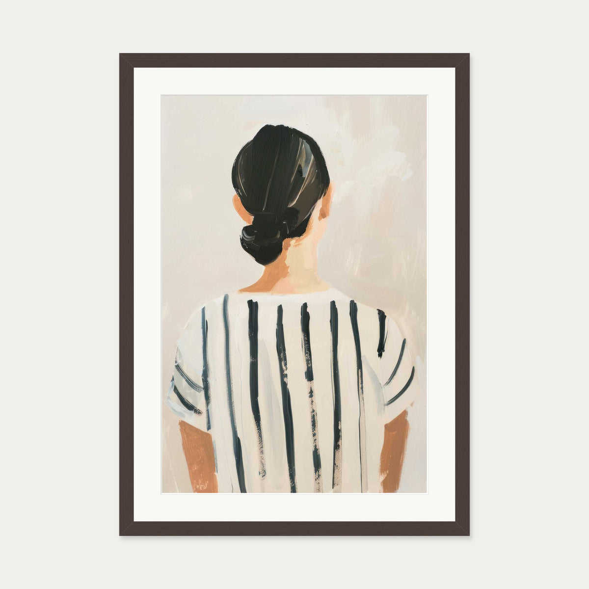 Holding Back Art Print — 50 x 70 cm — Brown Frame