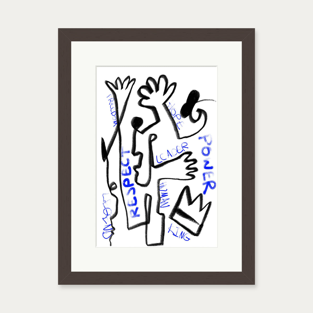 Homage To Basquiat Art Print — 30 x 40 cm — Brown Frame