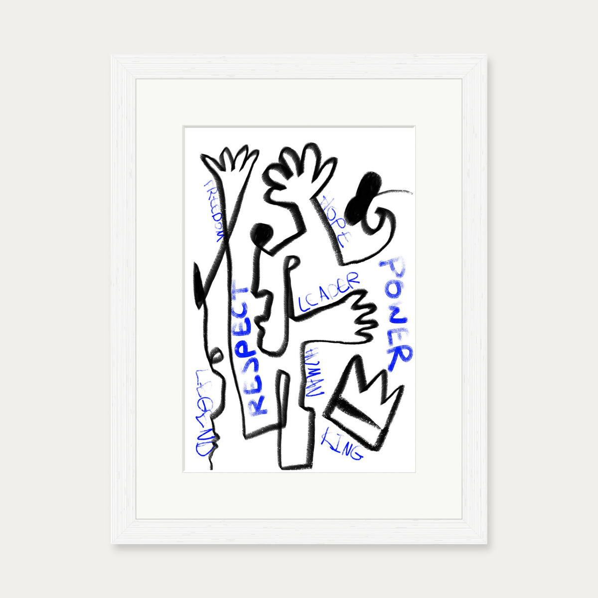 Homage To Basquiat Art Print — 30 x 40 cm — White Frame