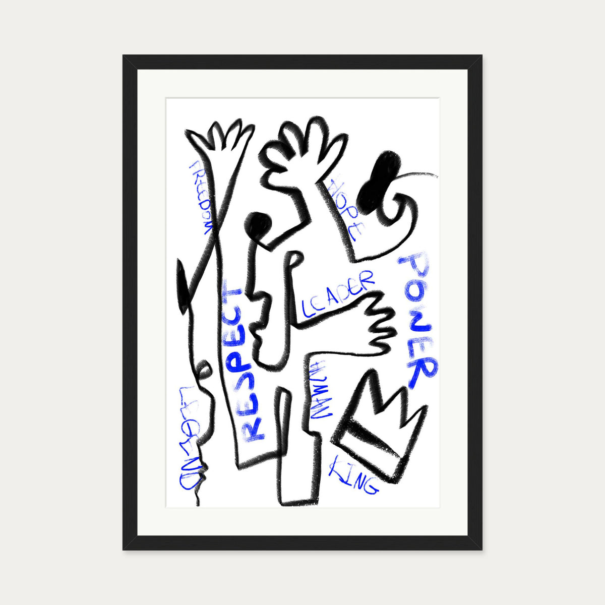 Homage To Basquiat Art Print — 50 x 70 cm — Black Frame