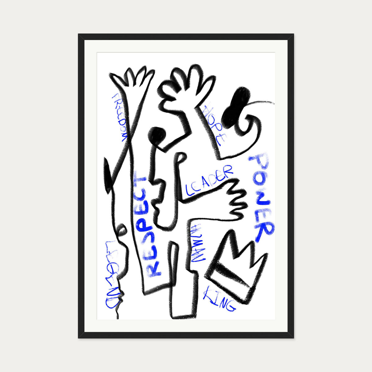 Homage To Basquiat Art Print — 70 x 100 cm — Black Frame