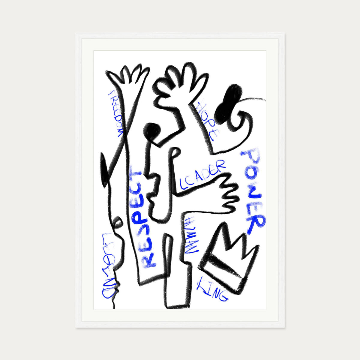 Homage To Basquiat Art Print — 70 x 100 cm — White Frame