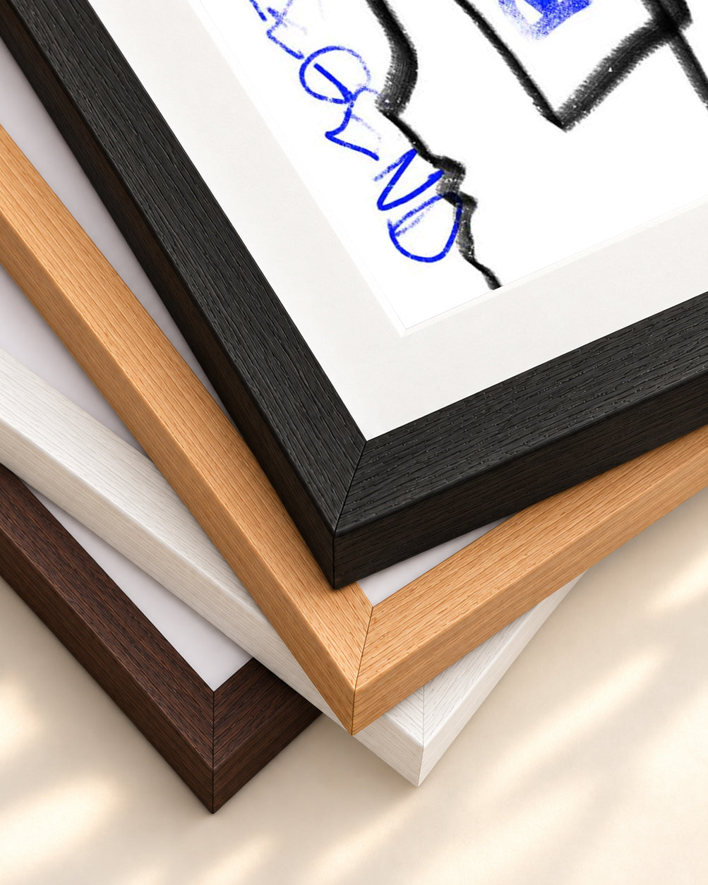 Homage To Basquiat Art Print — framed print corner with 5 cm mount and bevel