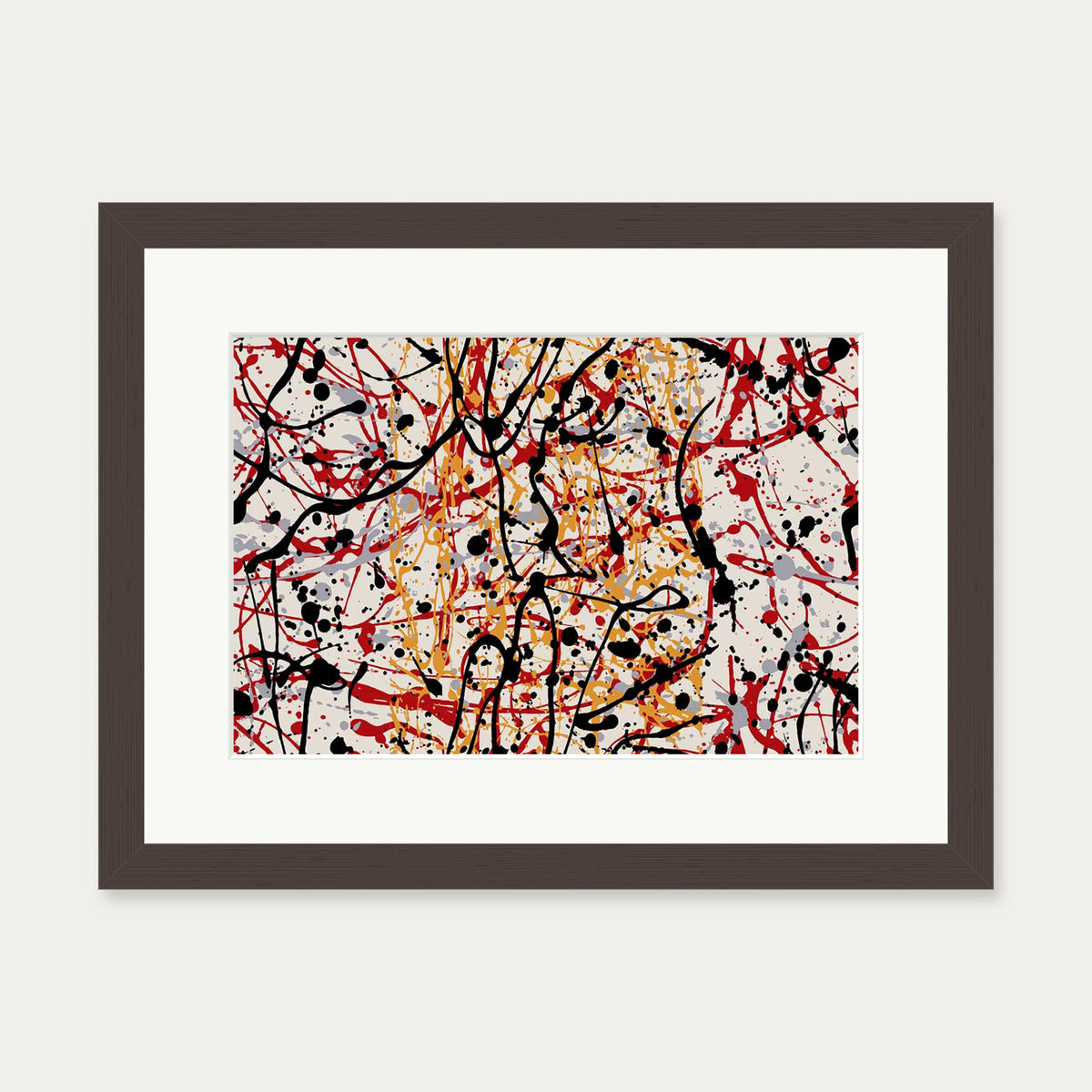 Homage To Pollock Art Print — 30 x 40 cm — Brown Frame