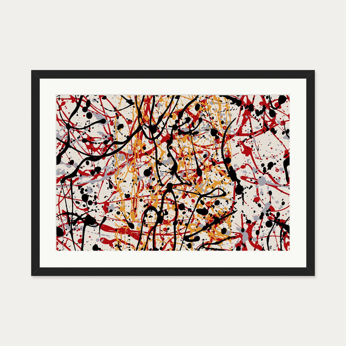 Homage To Pollock Art Print — 50 x 70 cm — Black Frame