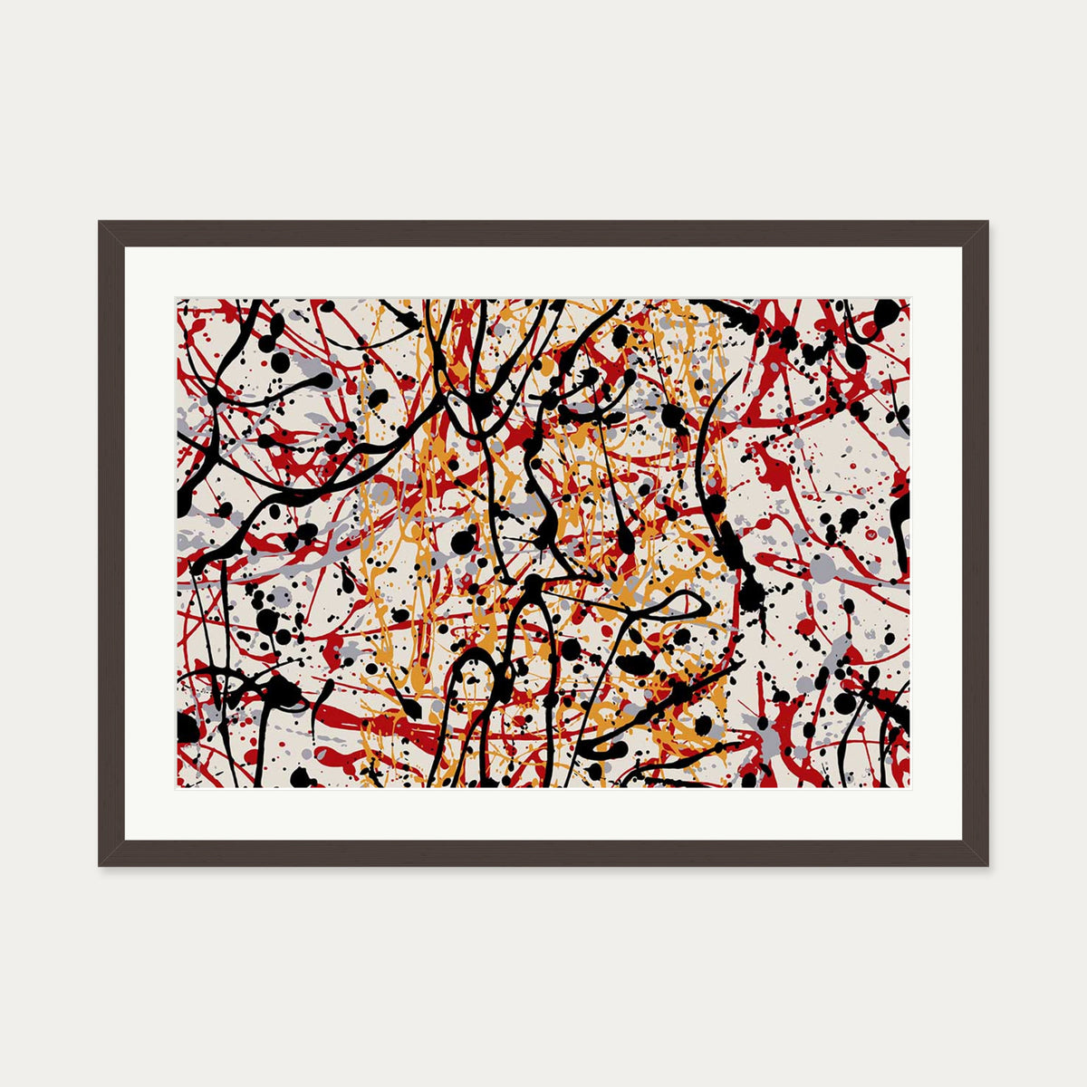 Homage To Pollock Art Print — 50 x 70 cm — Brown Frame