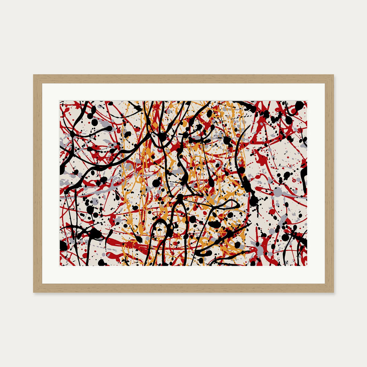Homage To Pollock Art Print — 50 x 70 cm — Oak Frame