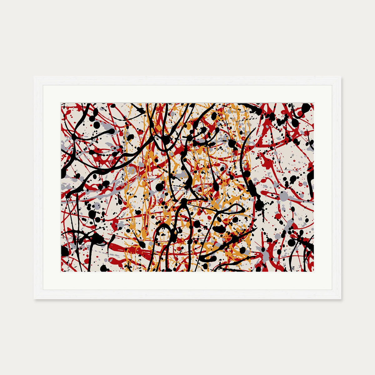 Homage To Pollock Art Print — 50 x 70 cm — White Frame