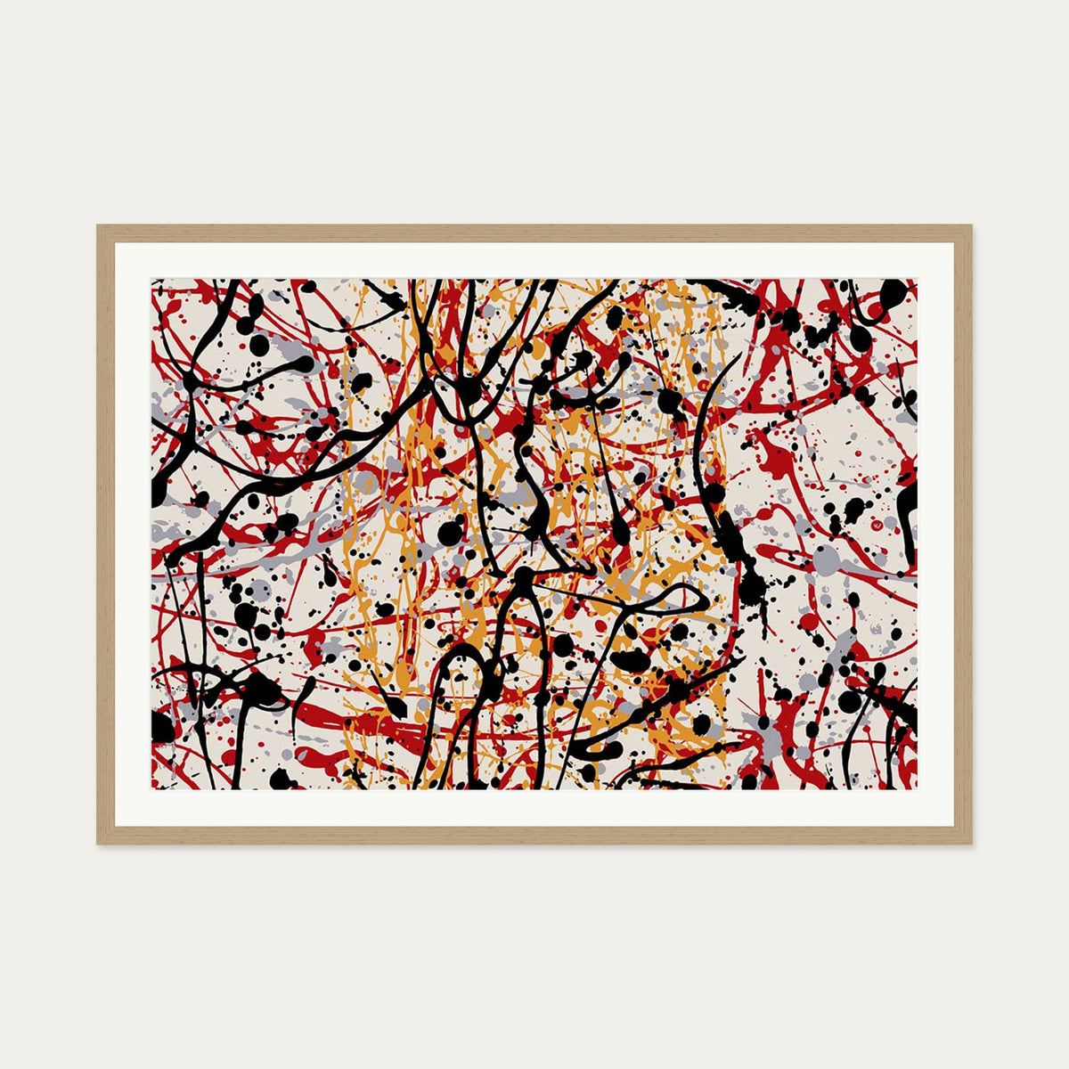 Homage To Pollock Art Print — 70 x 100 cm — Oak Frame